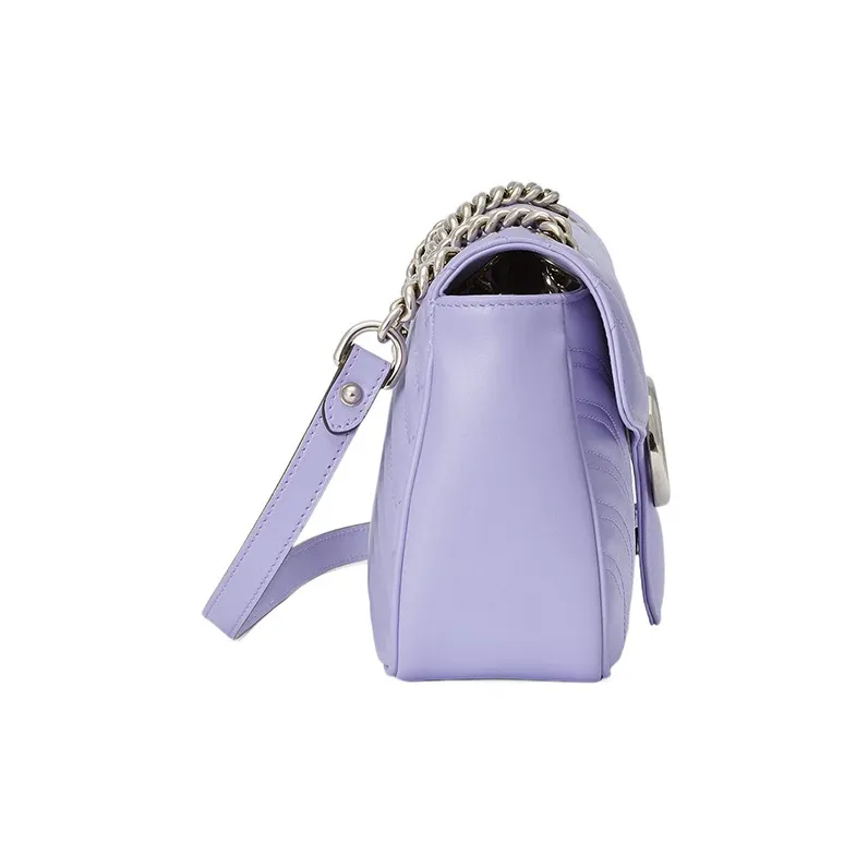GUCCI GG Marmont Leather Crossbody Bag, Shoulder Bag Women's Light Purple-2