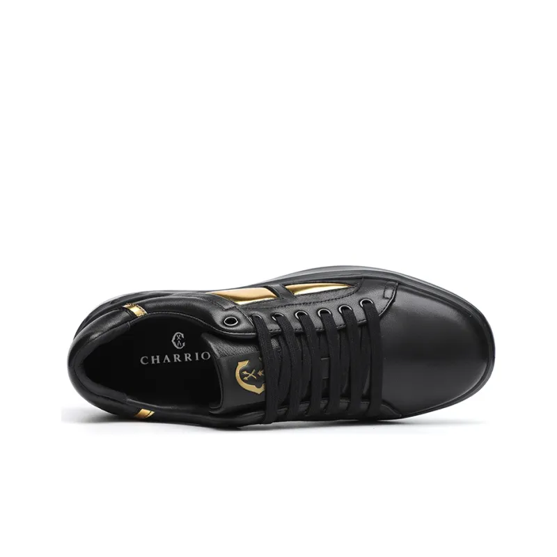 CHARRIOL Skateboard Shoes Men Low-Top Black/Gold-3