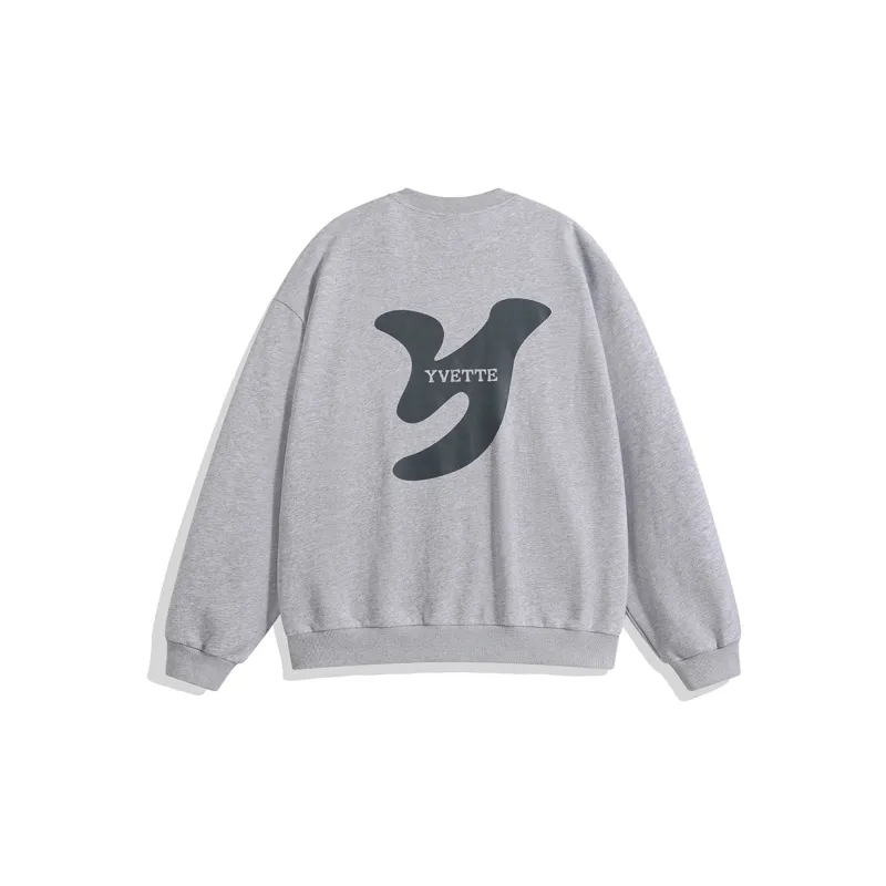 Yvette Crew Neck Loose Fit Regular Sweatshirt Unisex Heather Gray-1