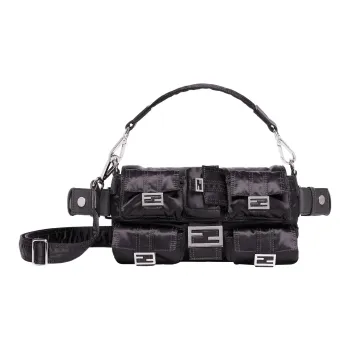FENDI Baguette Nylon Sling Bag Cell Phone Pouch Handbag Shoulder Bag Crossbody Bag Fanny Pack Men's Black