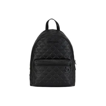 EMPORIO ARMANI Cow Leather Backpack Men's Black