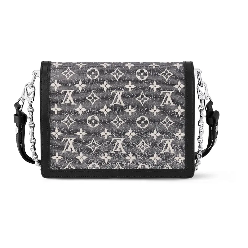 LOUIS VUITTON Dauphine Fabric With Cow Leather Patchwork Trim Daphne Handbag Shoulder Bag Women's Gray-2