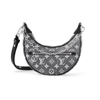 LOUIS VUITTON Loop Denim With Cow Leather Trim Pea Pod Shoulder Bag Handbag Shoulder Bag Women's Gray