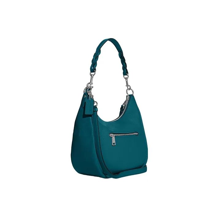 COACH Jules Refined Pebble Leather Handbag, Shoulder Bag, Crossbody Bag Large Size Women's Turquoise-1