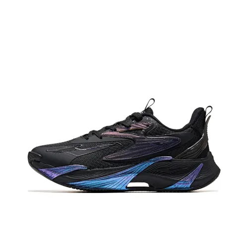 Erke Running Shoes Women's Low-Top Jet Black/Iridescent Purple