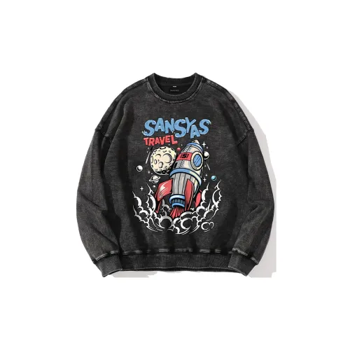 SANSYAS Sweatshirts Unisex Washed Black