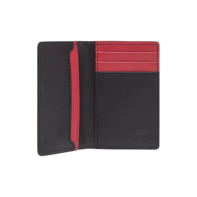 FENDI Calfskin Money Clip Card Holder Men's Black-2