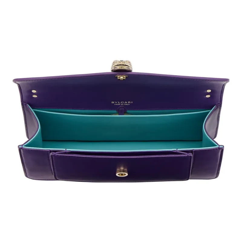 BVLGARI Serpenti East West Calfskin Crossbody Bag Shoulder Bag Women's Purple-4