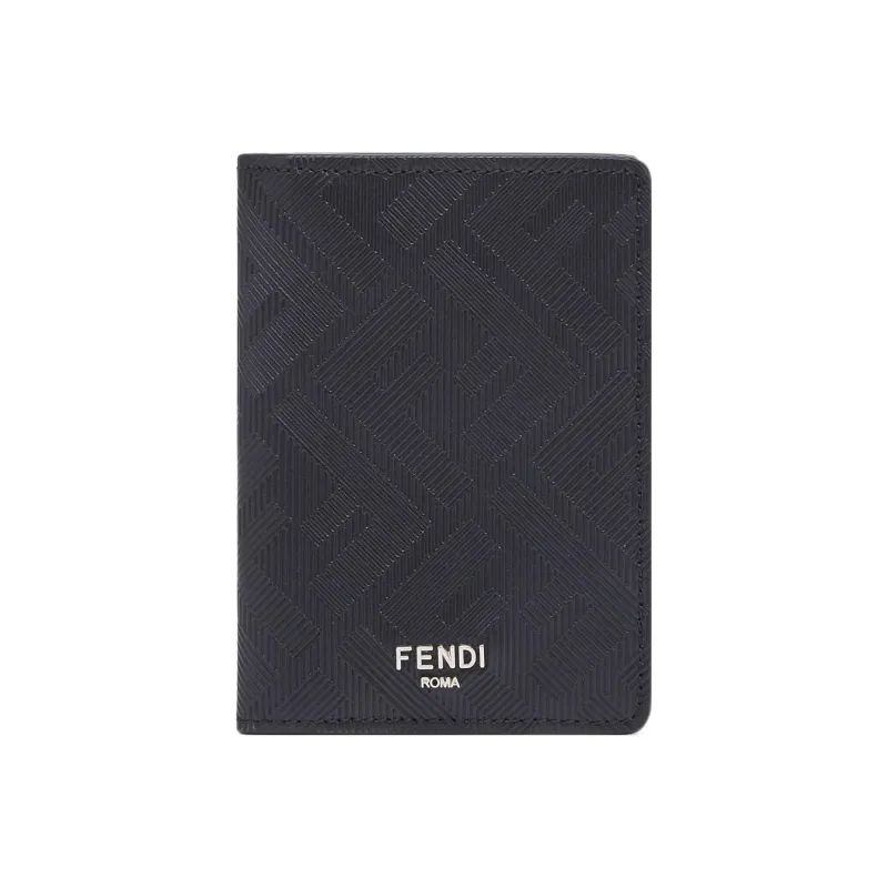 FENDI Calfskin Money Clip Card Holder Men's Black-0
