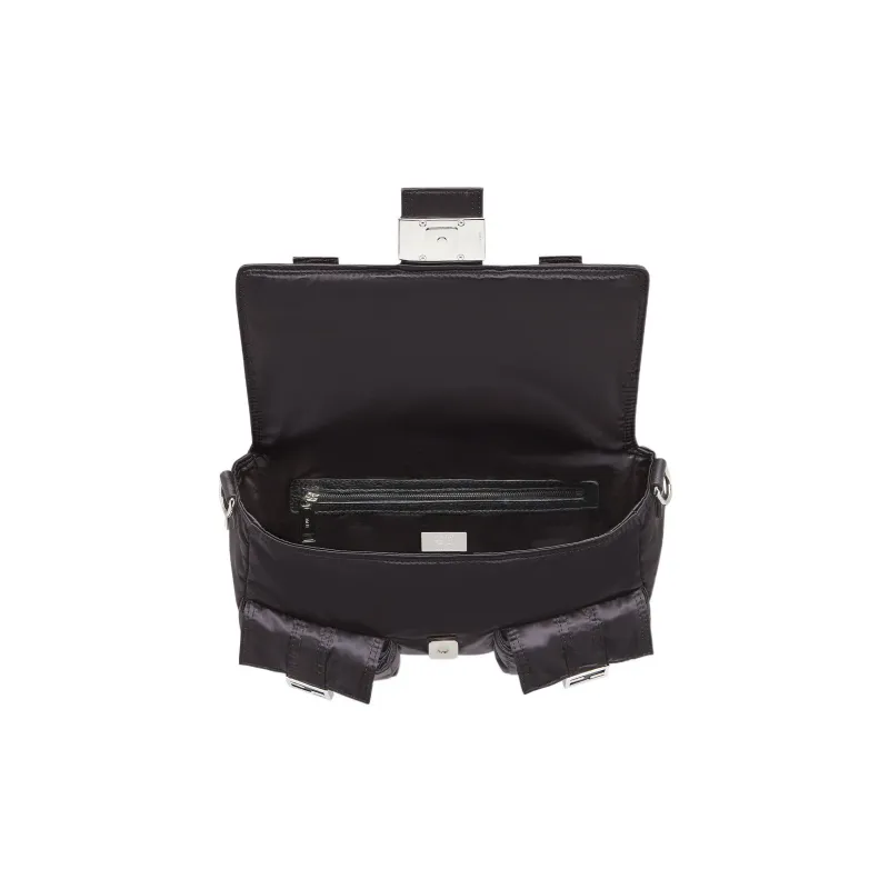 FENDI Baguette Nylon Sling Bag Cell Phone Pouch Handbag Shoulder Bag Crossbody Bag Fanny Pack Men's Black-4
