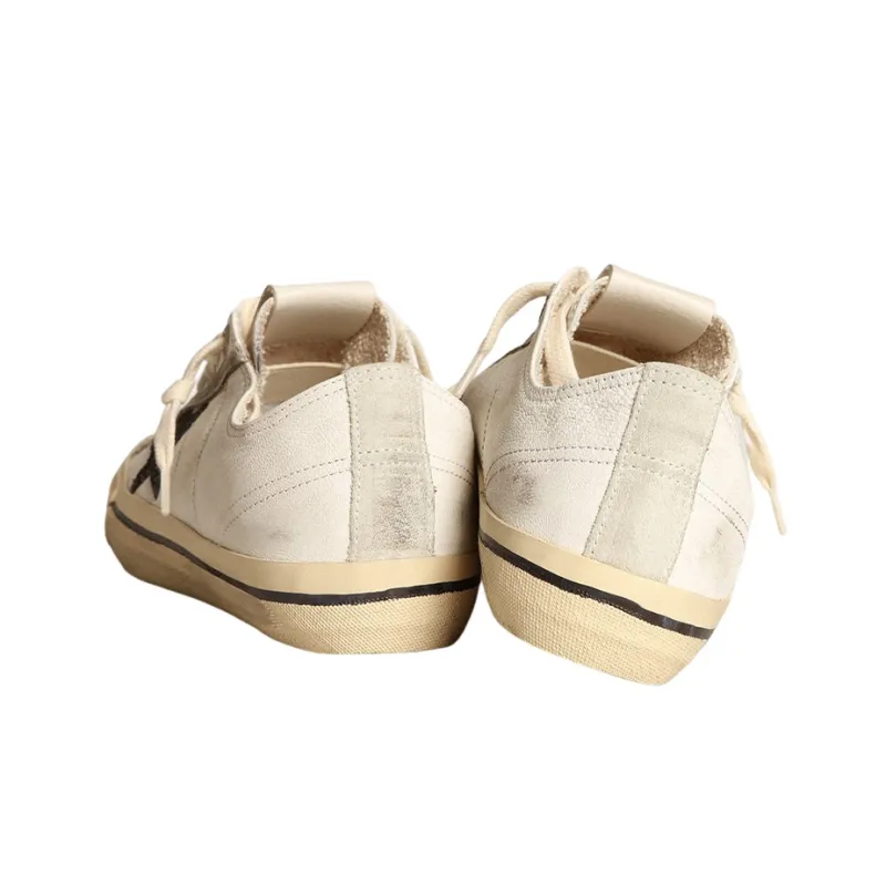 Golden Goose V Star Stylish Skateboarding Shoes Women's White Vintage Version-3