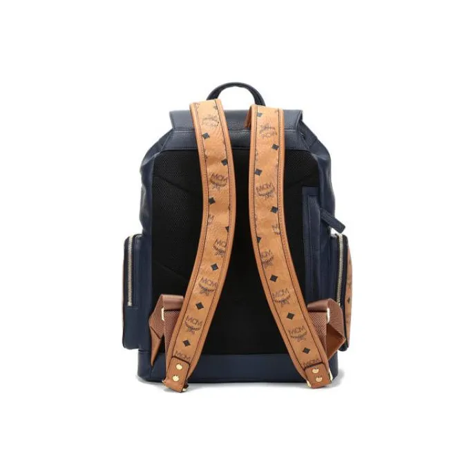 MCM Brandenburg Visetos Coated Canvas Backpack Large Size Men's Dark Blue-2