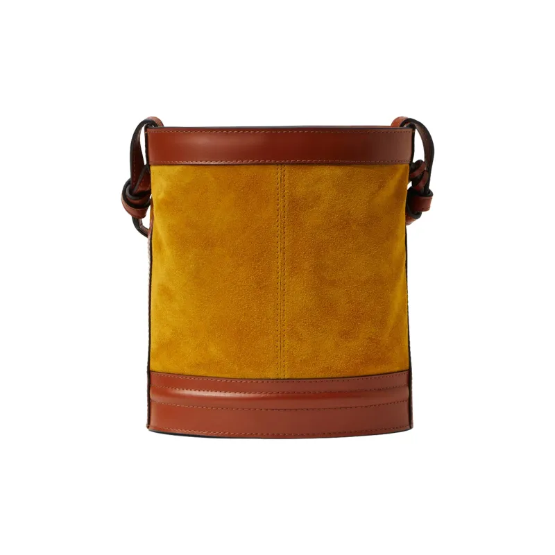 Staud Suede With Cow Leather Bucket Bags Shoulder Bag Crossbody Bag Women's Yellow/Brown-1