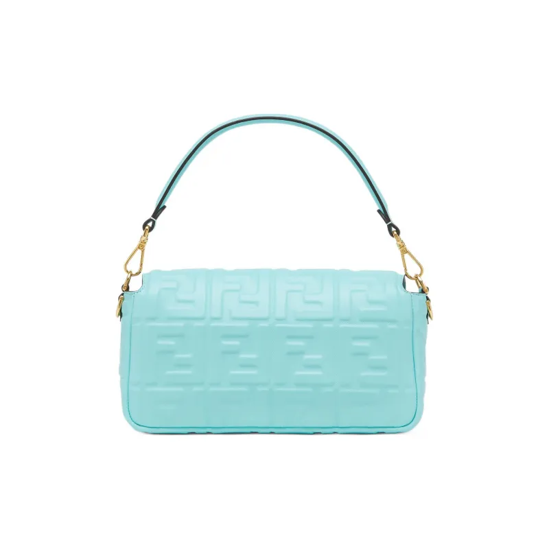 FENDI Baguette Sheepskin Portable Crossbody Bag, Shoulder Bag Medium Size Women's Turquoise-5