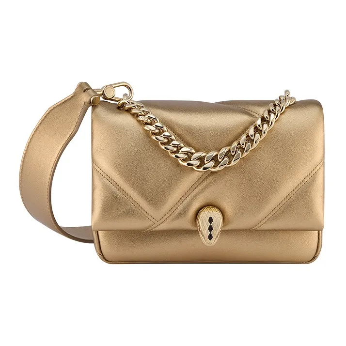BVLGARI Serpenti Cabochon Calfskin Shoulder Bag, Crossbody Bag Mini Women's Gold-0
