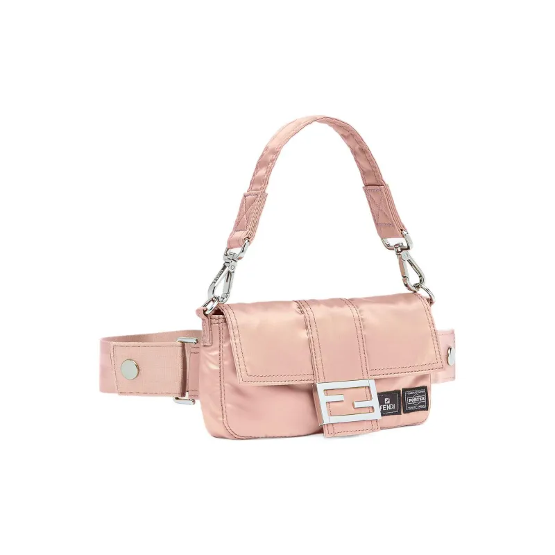FENDI PORTER Collaboration Baguette Cow Leather Cell Phone Pouch Handbag Fanny Pack Mini Men's Pink-1