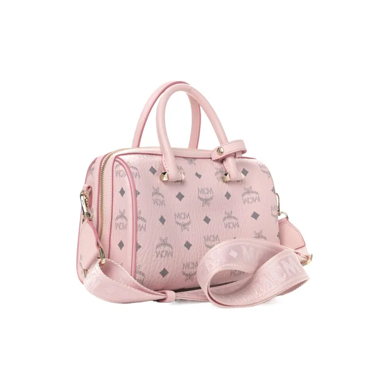 MCM Essential Visetos Origina Leather Pillow Bag, Boston Bag, Handbag, Shoulder Bag Women's Pink-1