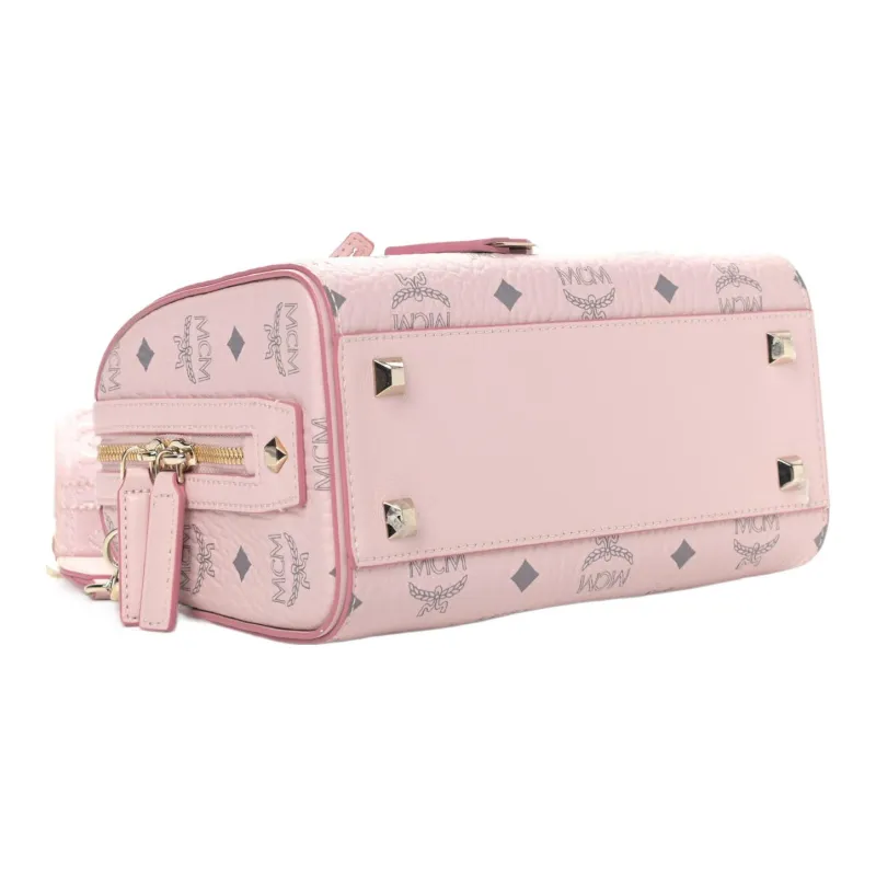 MCM Essential Visetos Origina Leather Pillow Bag, Boston Bag, Handbag, Shoulder Bag Women's Pink-2