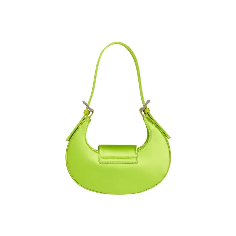 FENDI Cookie Silk Satin With Fabric With Sheepskin Shoulder Bag, Hobo Bag, Handbag, Shoulder Bag Women's Green-2