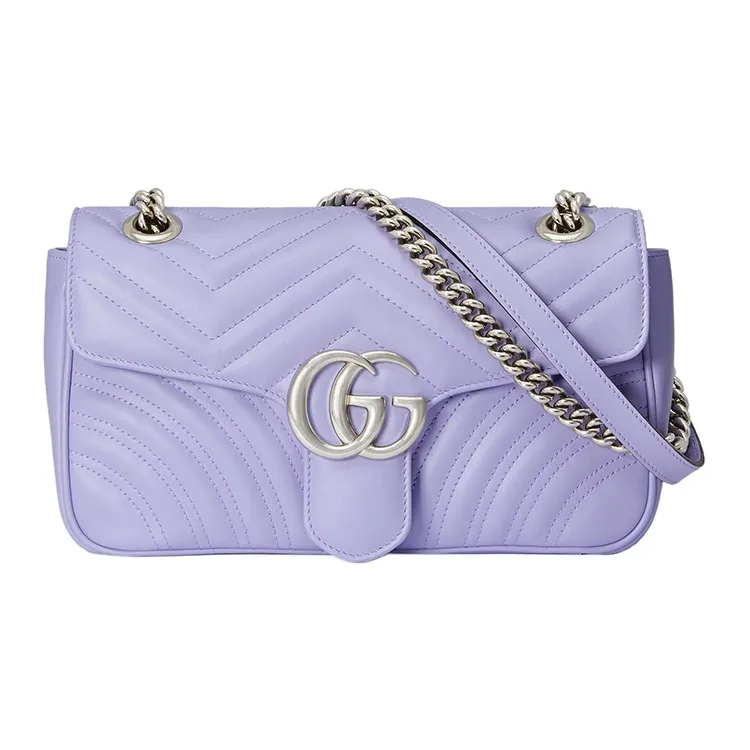 GUCCI GG Marmont Leather Crossbody Bag, Shoulder Bag Women's Light Purple-0