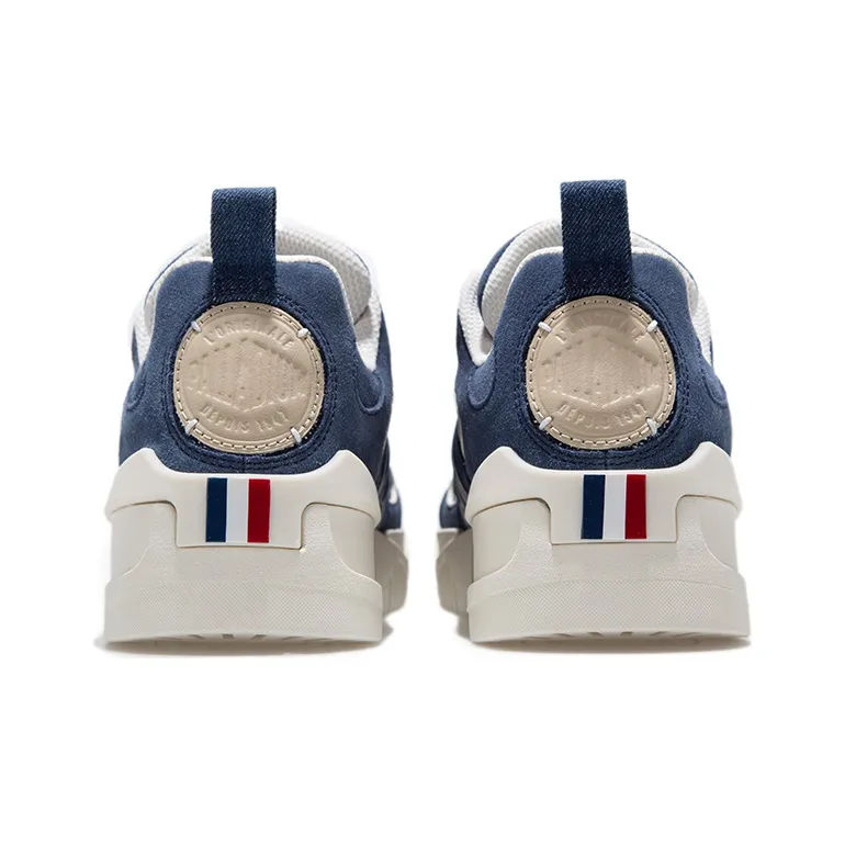 Palladium Skate Platform Low Top Casual Shoes Women's Blue White-4