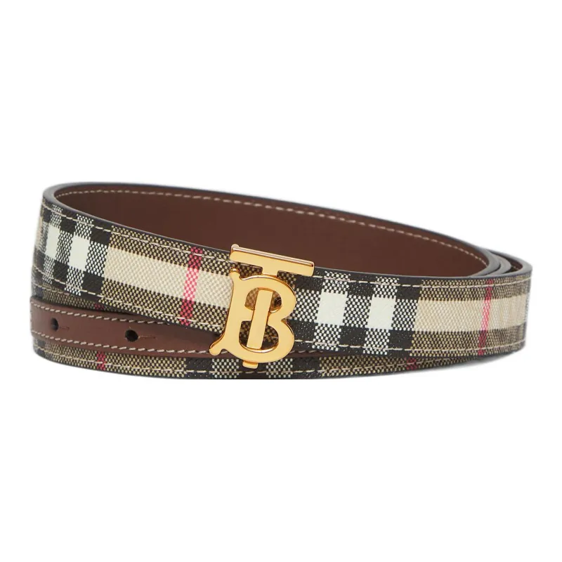 Burberry Stripes Fashion Casual Minimalist Style Smooth Buckle Belt Women's Tan Width  2cm-1