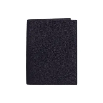 THOM BROWNE· Eggstone Grain Leather Passport Holder Men's Black