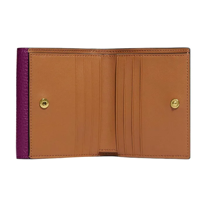 COACH Pebbled Leather Card Holder Wallet Small Size Women's Deep Magenta-1