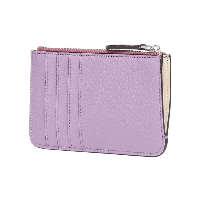 FENDI Peekaboo Cow Leather Card Holder Coin Purse Women's Purple-1