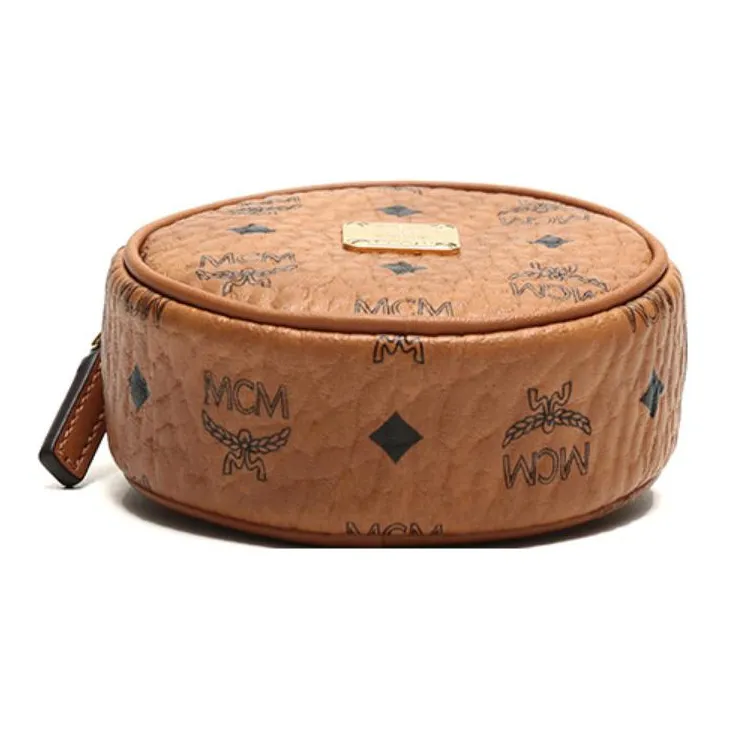 MCM Original Visetos Leather Shoulder Bag Crossbody Bag Mini Unisex Brown Cognac-4