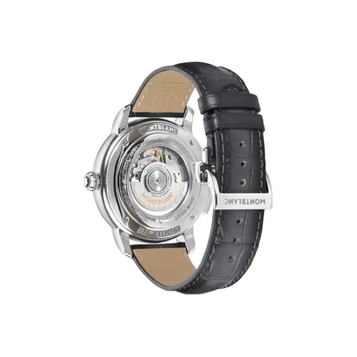 MONTBLANC Automatic Mechanical Movement Men's Watch 43mm White Dial Stainless Steel Case Crocodile Leather Strap-1