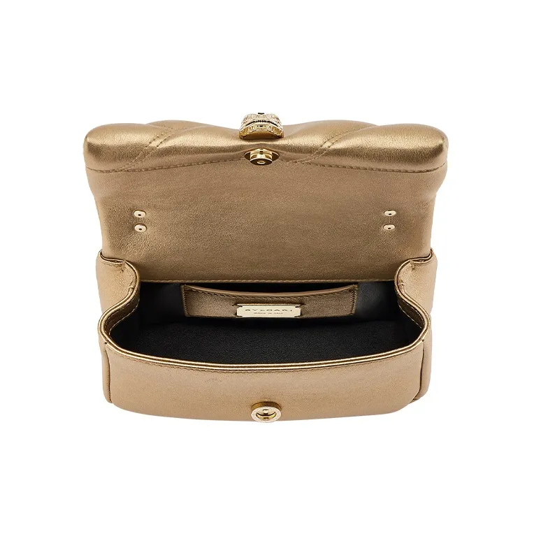 BVLGARI Serpenti Cabochon Calfskin Shoulder Bag, Crossbody Bag Mini Women's Gold-2