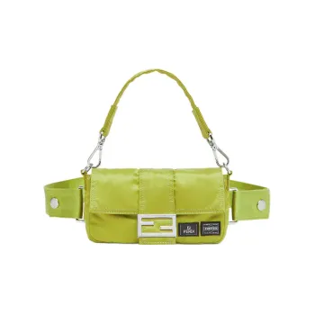 FENDI PORTER Collaboration Baguette Nylon Cell Phone Pouch Handbag Fanny Pack Mini Men's Green