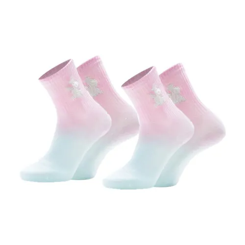LiNing Mid-Calf Socks Women's 2 Pack Blue Pink Gradient