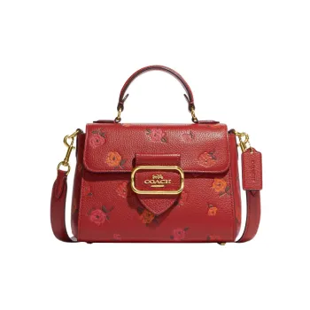 COACH Morgan Pebbled Leather Shoulder Bag Crossbody Bag Handbag Small Size Women's Red Apple Red