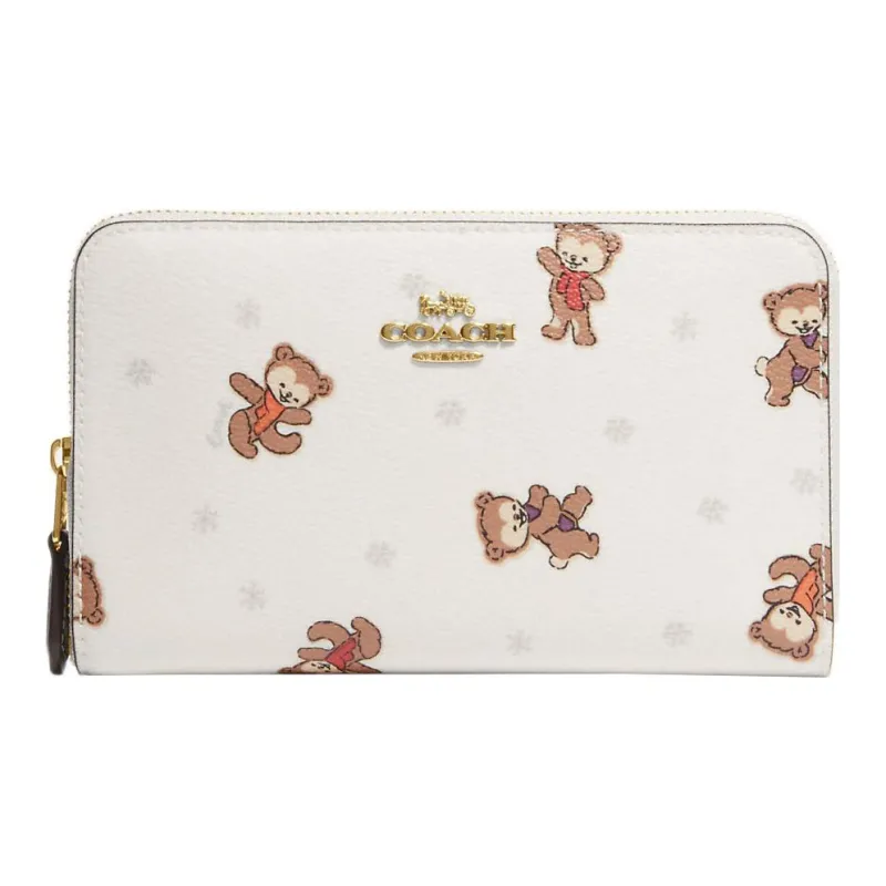 COACH Id Zip Wallet Coated Canvas With Smooth Leather Card Holder, Wallet Medium Size Women's Chalk White-0
