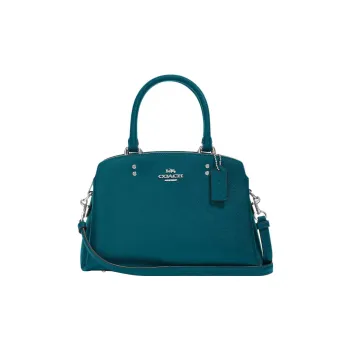 COACH Lillie Cross-Stitch Leather Shoulder Bag Crossbody Bag Handbag Medium Size Women's Deep Turquoise