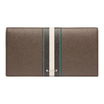 BALLY Cow Leather Long Wallets Men's Green
