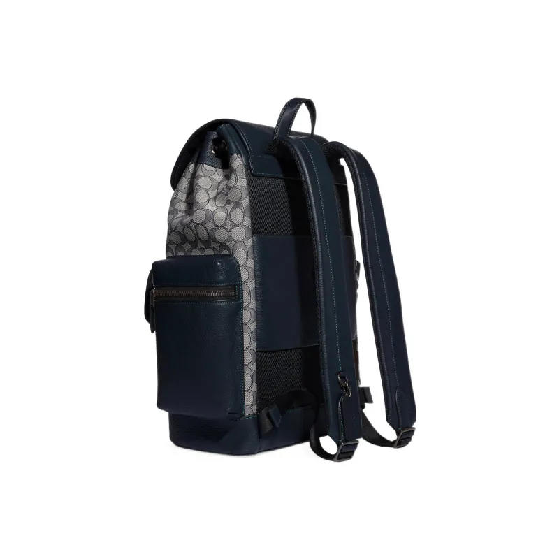 COACH Sprint Textile Cow Leather Backpack Large Size Men's Gray & Black-1