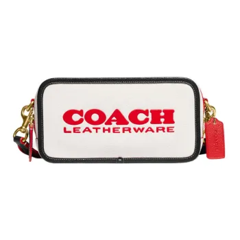 COACH Kia Natural Pebbled Leather Camera Bag, Shoulder Bag, Crossbody Bag Medium Size Women's Chalk White