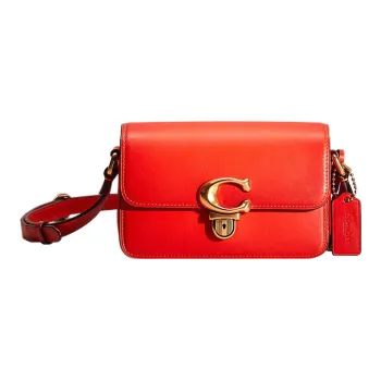 COACH Studio Glove Tanning Shoulder Bag Crossbody Bag Small Size Women's Red