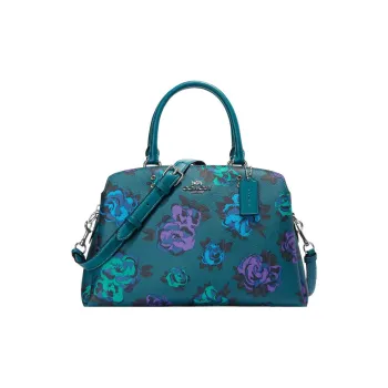 COACH Sprint Canvas With Leather Shoulder Bag Crossbody Bag Handbag Large Size Women's Deep Turquoise