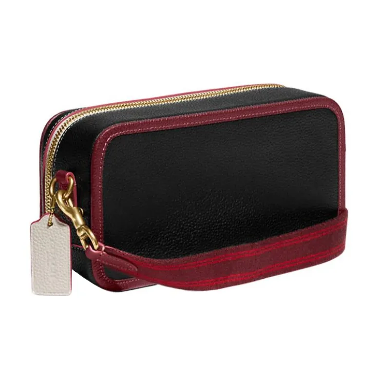 COACH Kia Natural Pebbled Leather Camera Bag, Shoulder Bag, Crossbody Bag Women's Black-1
