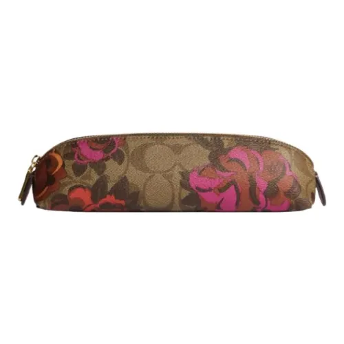 COACH Pencil Case Makeup Bags Khaki