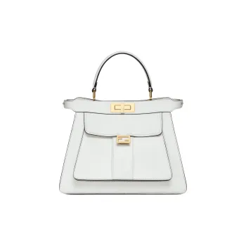 FENDI Peekaboo ISeeU Cow Leather Shoulder Bag, Crossbody Bag, Handbag Medium Size Women's White