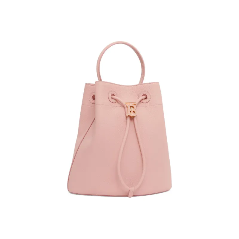 Burberry Calfskin Bucket Bag, Portable Crossbody Bag, Shoulder Bag Trumpets Women's Dark Pink-1