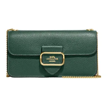 COACH Morgan Pebbled Leather Handheld Shoulder Bag Crossbody Bag Small Size Women's Dark Green