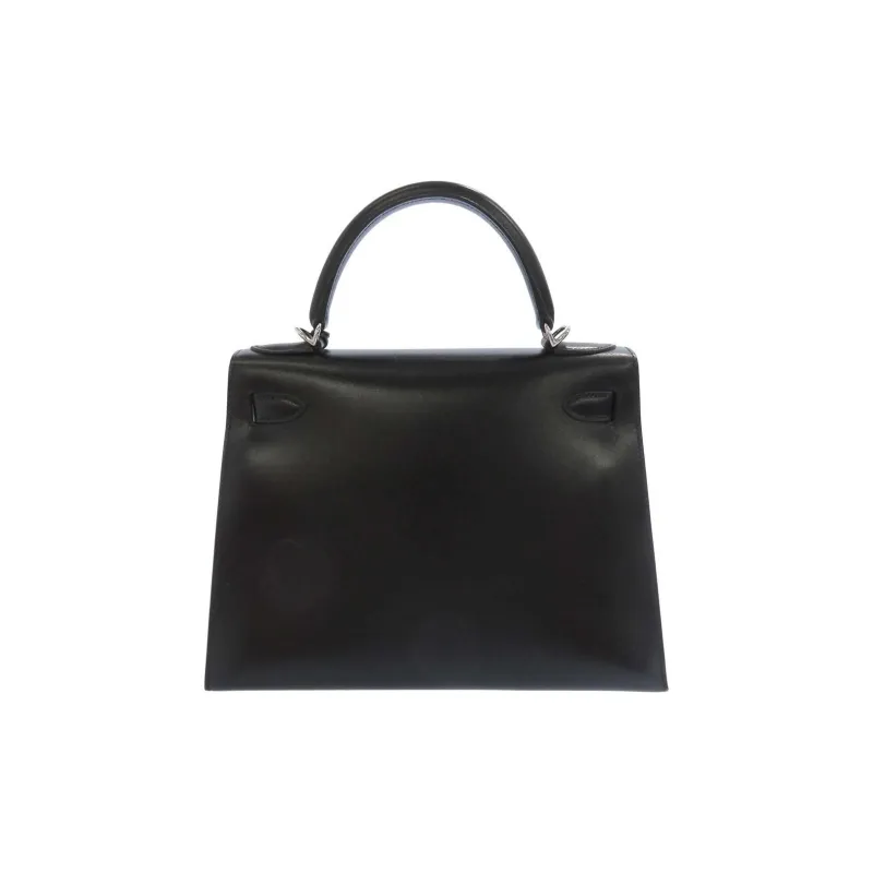 HERMES Kelly Box Leather Kelly Bag Shoulder Bag Crossbody Bag Handbag Women's Noir Black-3