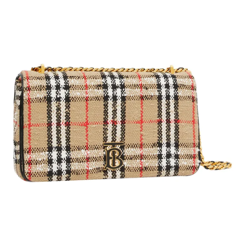 Burberry Lola Lola Bag Tweed Shoulder Bag Crossbody Bag Medium Size Women's Brown-1