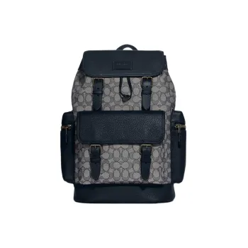 COACH Sprint Textile Cow Leather Backpack Large Size Men's Gray & Black